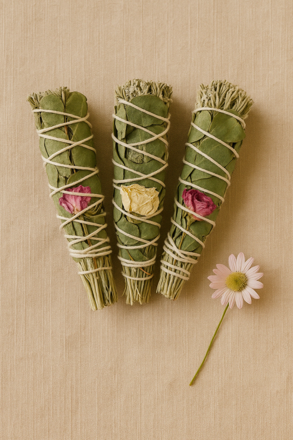 Bâton floral de purification - sauge, eucalyptus, rose - rituel respiratoire, sommeil profond et détente naturelle