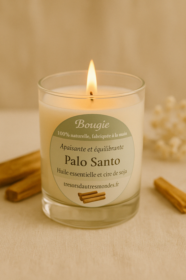 Bougie artisanale au palo santo - purification énergétique et ambiance apaisante