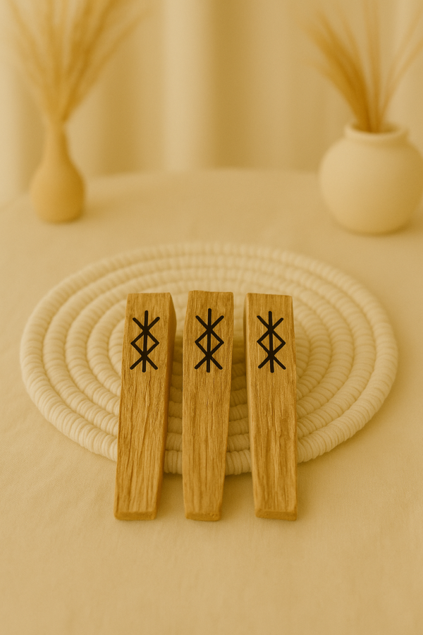 Bâton de palo santo gravé d'une rune de protection - purification énergétique et force spirituelle