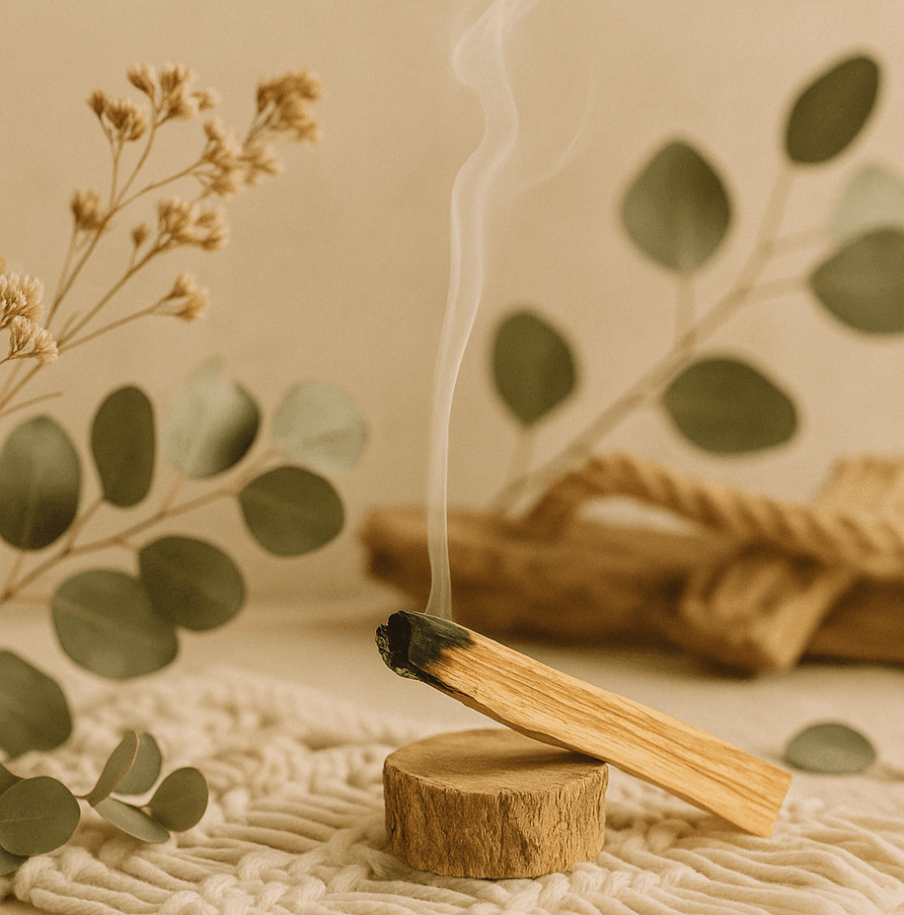 Bâton de palo santo en fumée - purification énergétique ancrages et détente