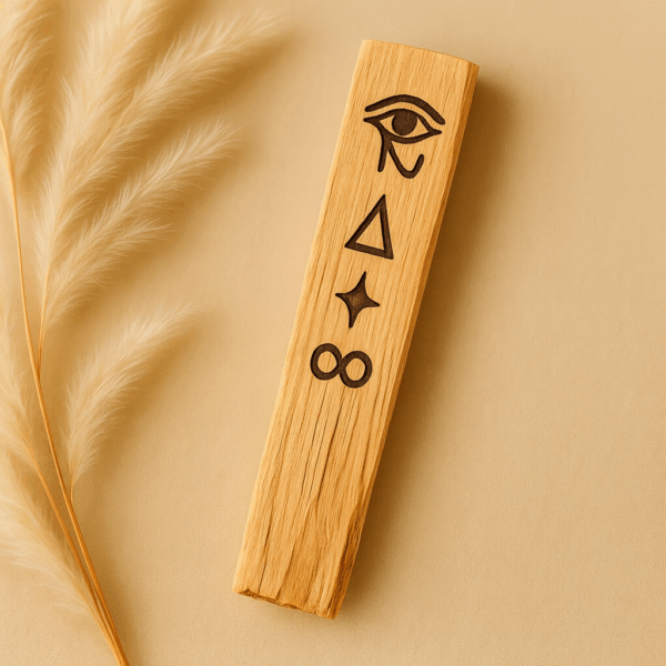 Bâton de Palo Santo gravé avec des symboles pour travailler la clairvoyance et l'intuition